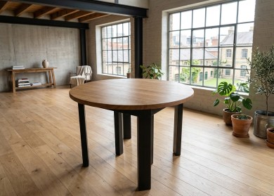 Table à allonges - LOFT FER RONDE- bois de chêne massif